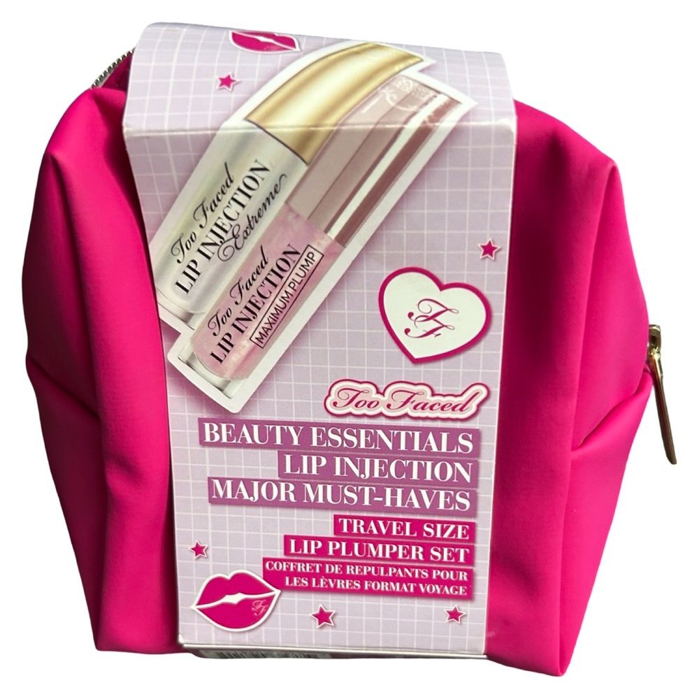 Too Faced Lip Injection Travel Size Plumper Set NWT Cosmetic Bag great for Gift